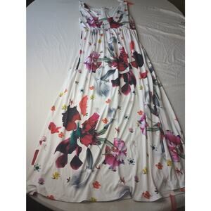 T Tahari Floral Maxi Dress Women Size 8 V-Neck Sleeveless Fit and Flare